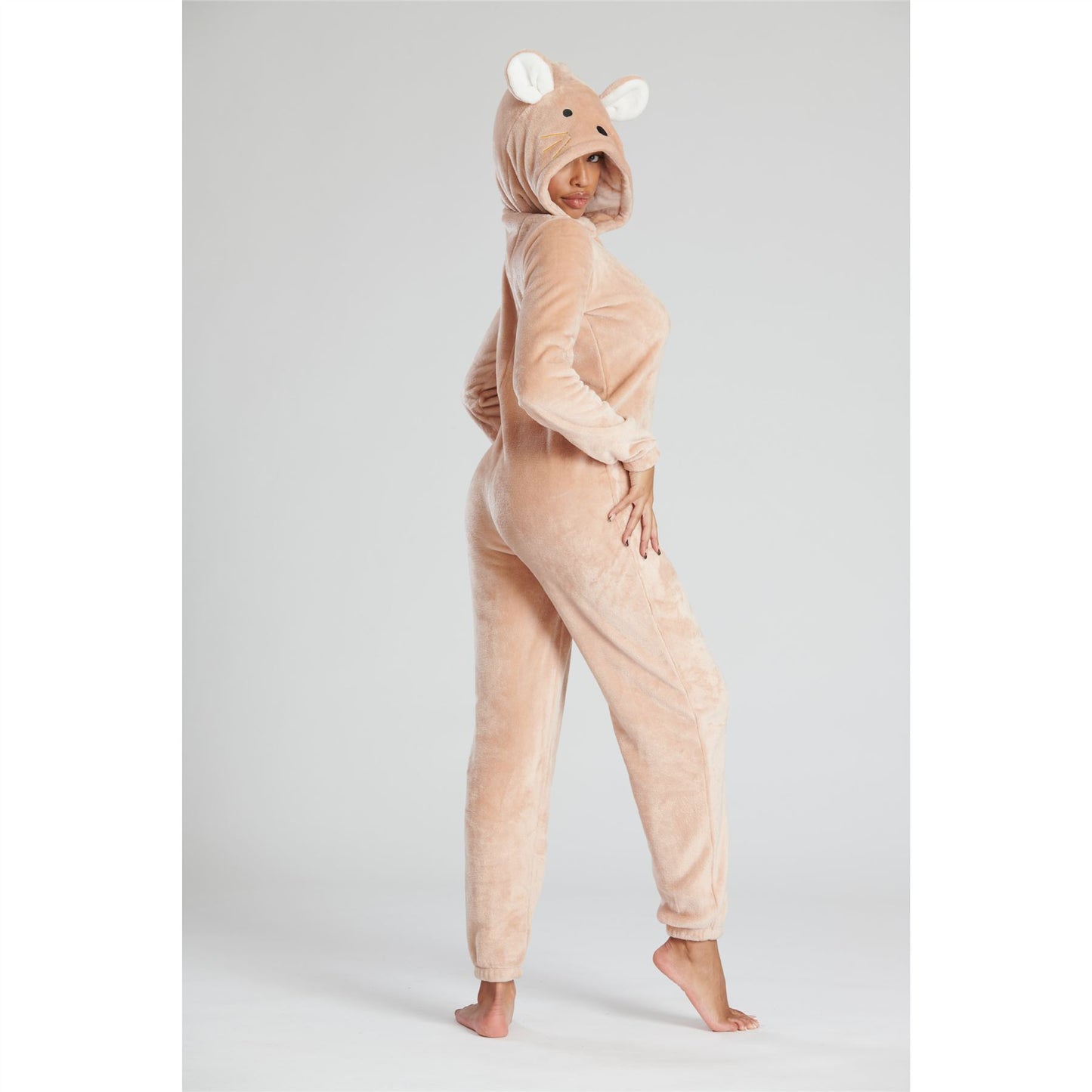 Loungeable Womens Fleece Mouse Onesie - Brown