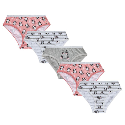4Kidz Girls Briefs 5 Pack - Panda (2-6 Years)