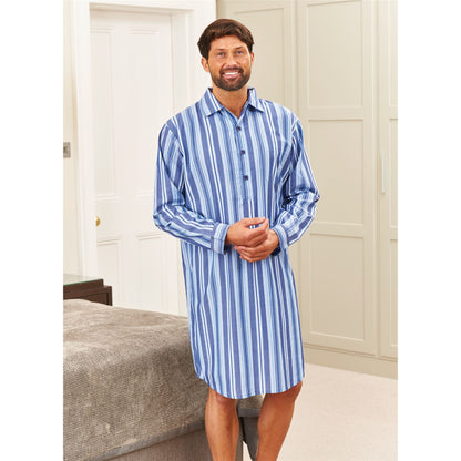 Champion Mens Westminster Polycotton Nightshirt - Navy Stripe