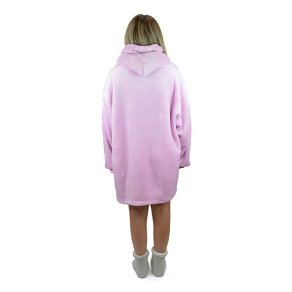 Foxbury Womens Oversized Fleece Hooded Blanket - Pink