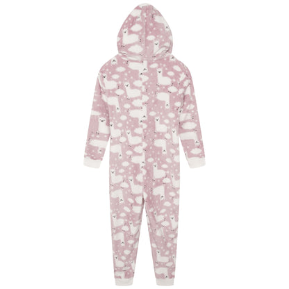 Nifty Kids Llama Fleece Onesie - Pink