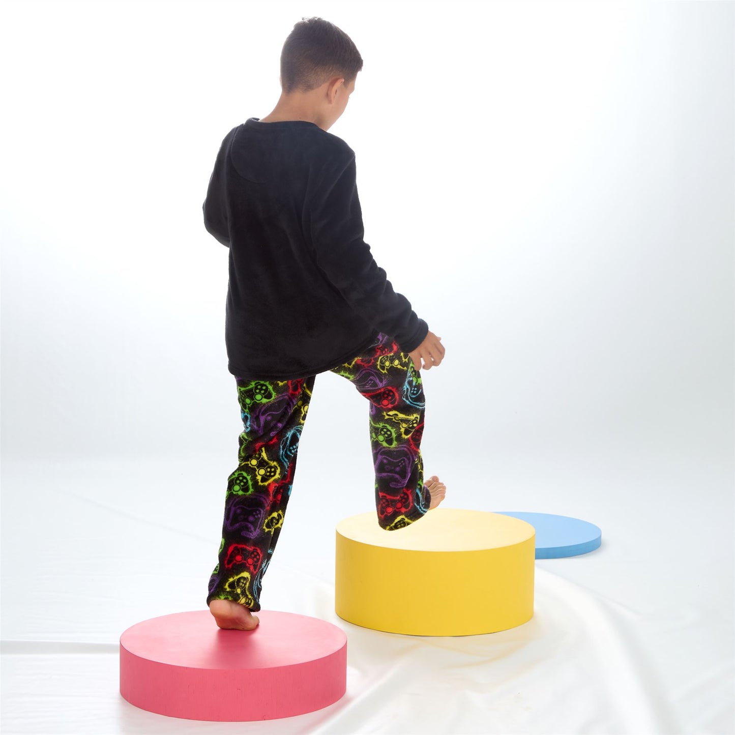 Cargo Bay Kids Fleece Gamer Print Pyjamas - Black/Multi