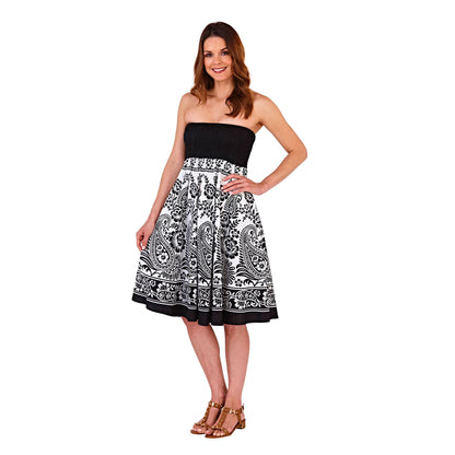 Pistachio Paisley Print 2 In 1 Dress - Black