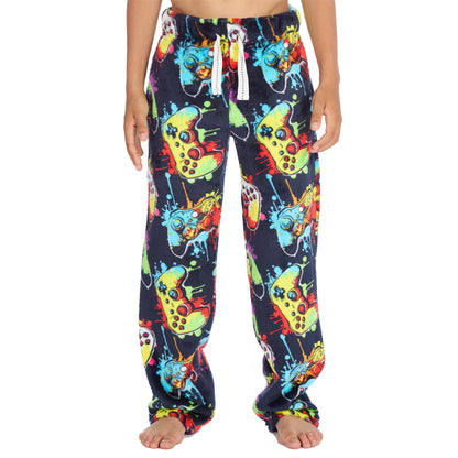 Cargo Bay Boys Fleece Gamer Print Lounge Pants - Navy/Multi
