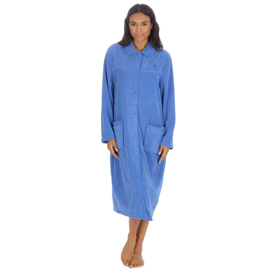 Countess Christie Longer Length Button Housecoat - Blue