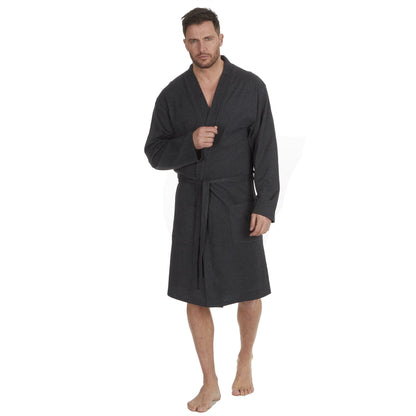 Momentii Mens Jersey Kimono Robe - Charcoal Marl
