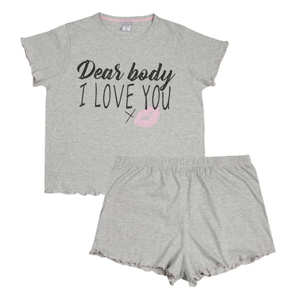 Forever Dreaming Womens 'Dear Body I Love You' Pyjama Set - Grey
