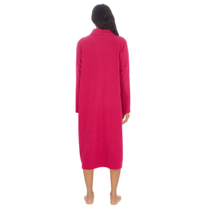 Countess Christie Longer Length Button Housecoat - Raspberry
