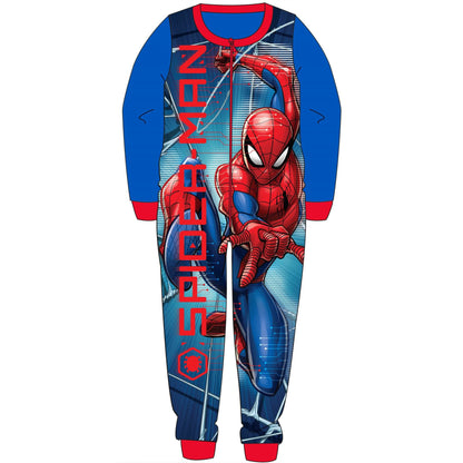 Kids Spiderman Fleece Onesie - Blue/Red