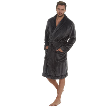 Club Room Mens Super Soft Plush Fleece Robe - Grey