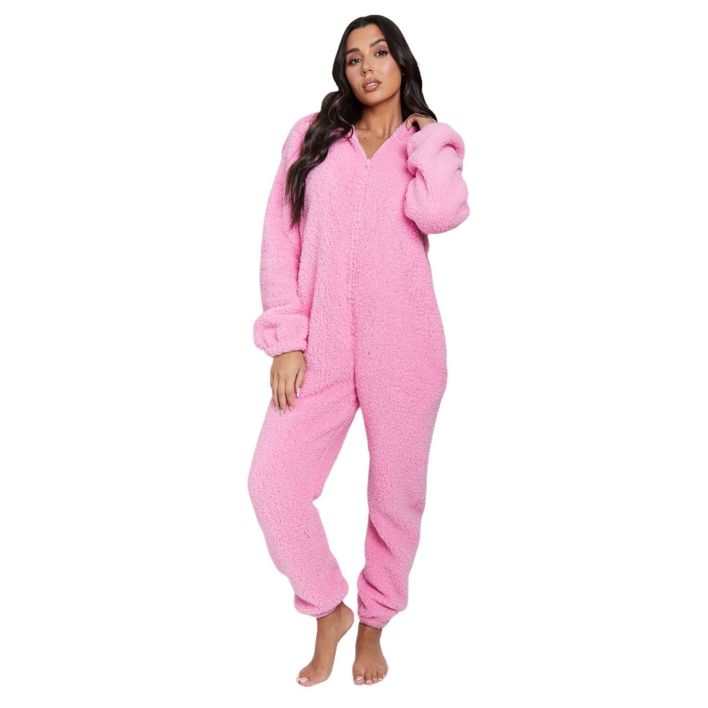 Loungeable Womens Sherpa Fleece Teddy Bear Onesie - Hot Pink