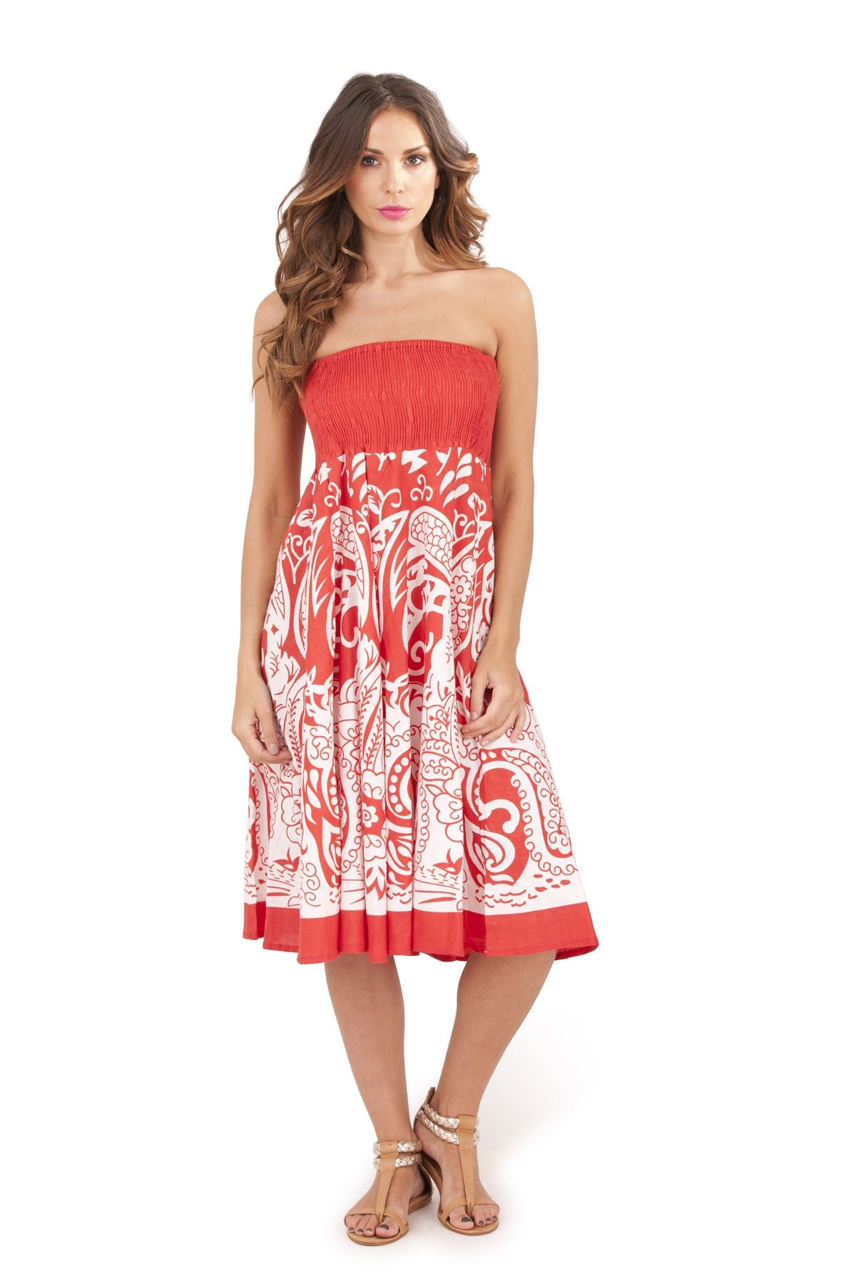 Pistachio Paisley Print Dress/Skirt - Red