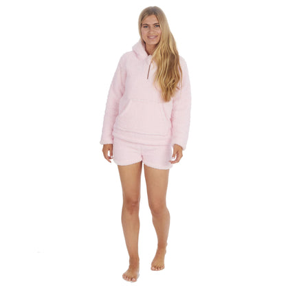 Forever Dreaming Womens Borg Fleece Lounge Top - Pink Forever Dreaming