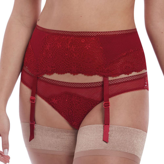 Freya Expression Suspender Belt - Ruby