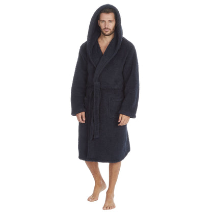 Cargo Bay Mens Borg Fleece Hooded Robe - Navy