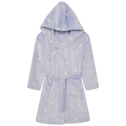 Nifty Kids Moon/Stars Fleece Robe - Blue