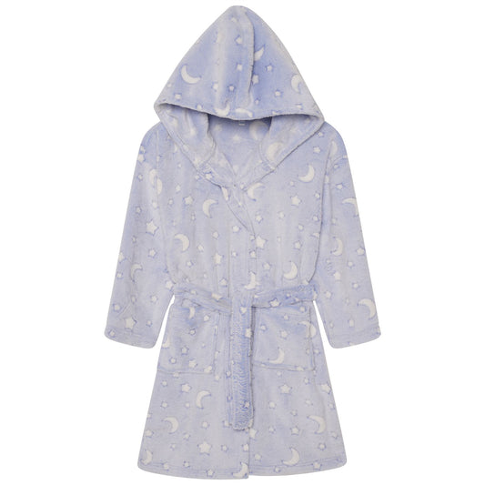 Nifty Kids Moon/Stars Fleece Robe - Blue