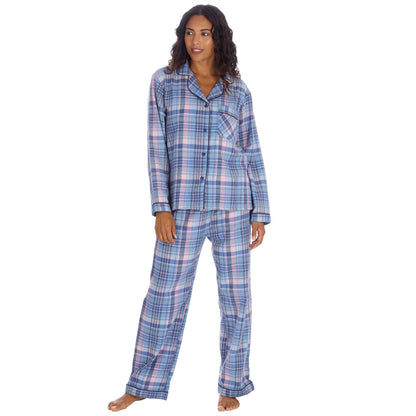 Slumber Party Womens Yarn Dyed Flannel Pyjamas - Denim
