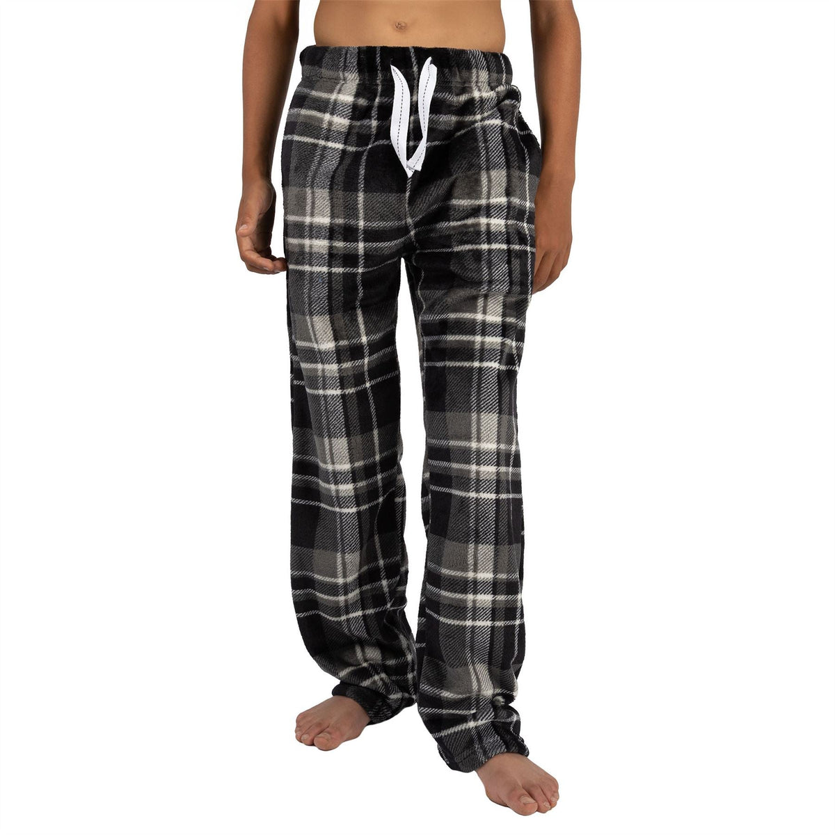 Cargo Bay Boys Fleece Lounge Pants - Charcoal Grey Check Cargo Bay