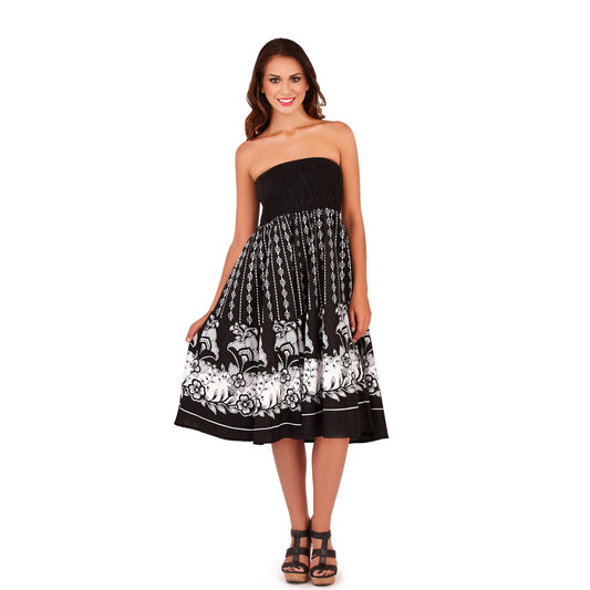 Pistachio Dotty Floral 2 in 1 Cotton Dress/Skirt - Black