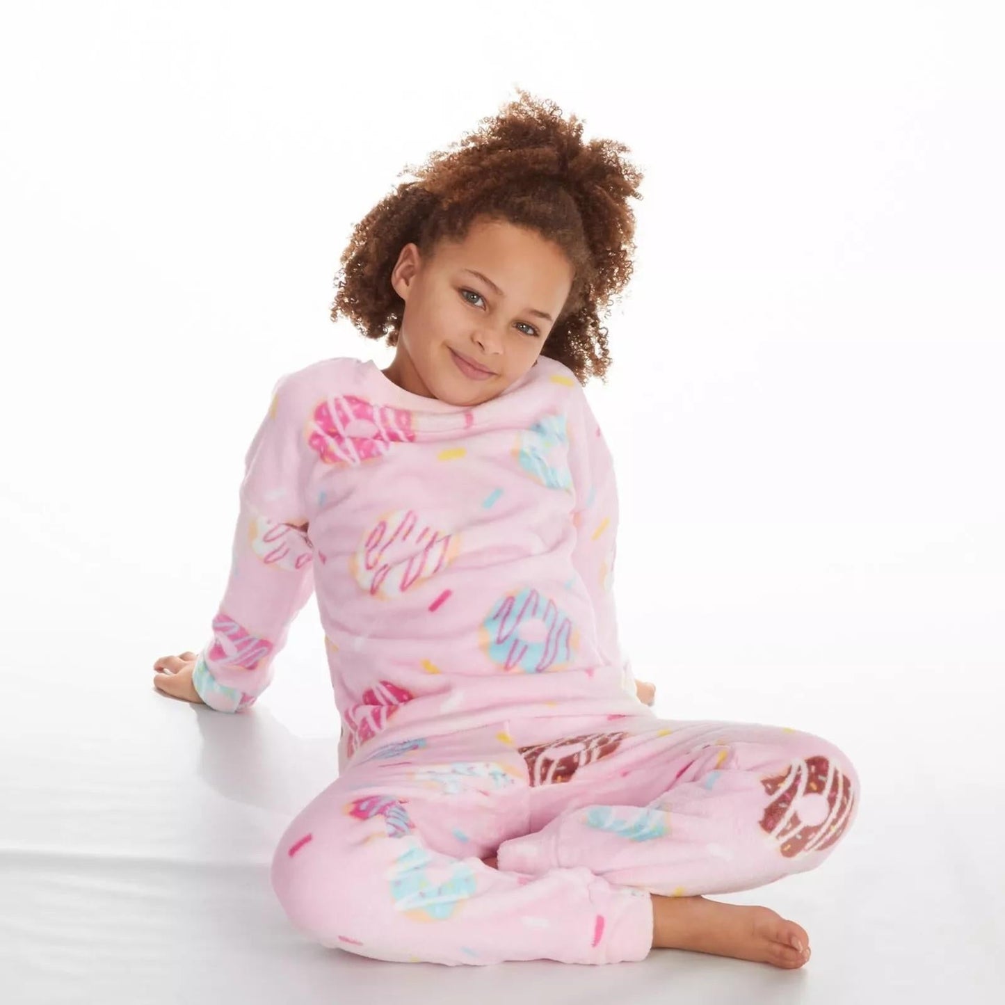 Slumber Party Kids Donut Flannel Fleece Pyjamas - Pink Slumber Party