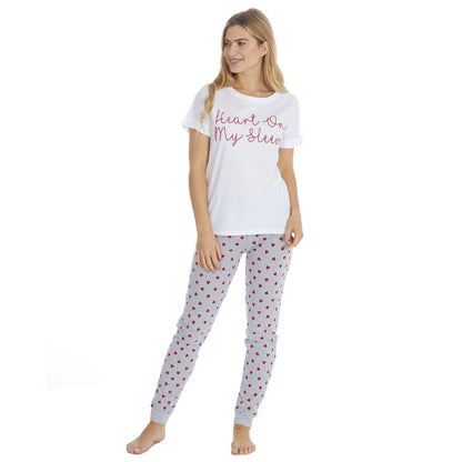 Forever Dreaming Womens 'Heart On My Sleeve' Pyjama Set - White