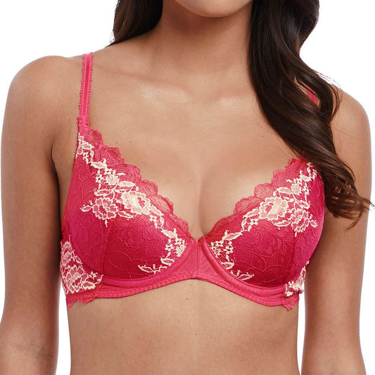 Wacoal Lace Perfection Plunge Push Up Bra - Honeysuckle