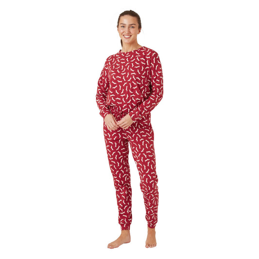Indigo Sky Womens Dachshund Jersey Cotton Pyjamas - Red