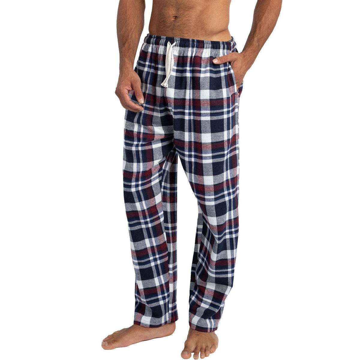 Cargo Bay Mens Check Flannel Lounge Pants - Burgundy Cargo Bay