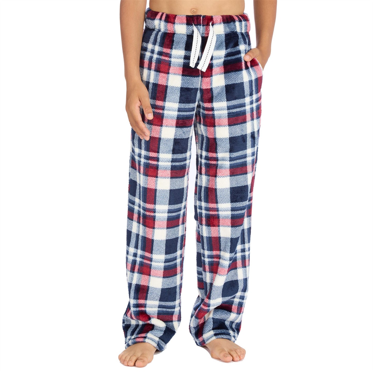 Cargo Bay Boys Fleece Lounge Pants - Burgundy Check