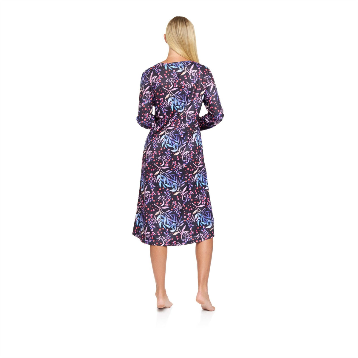 La Marquise Womens 'Berried Treasure' Long Sleeve Jersey Nightdress - Navy La Marquise