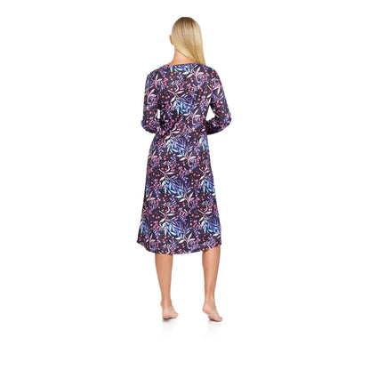 La Marquise Womens 'Berried Treasure' Long Sleeve Jersey Nightdress - Navy La Marquise