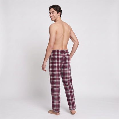 Gaubert Mens Check Fleece Lounge Pants (2 Pack) - Red/Blue Gaubert