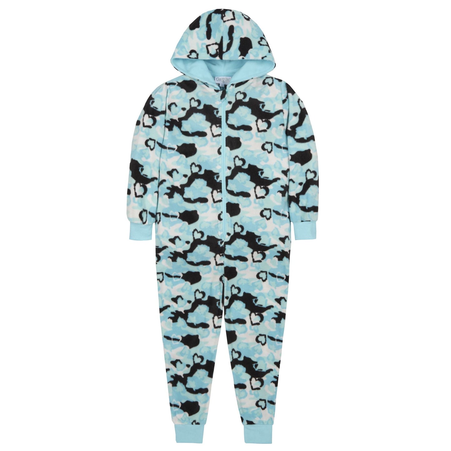 Onezee Kids Camouflage/Hearts Fleece Onesie - Blue