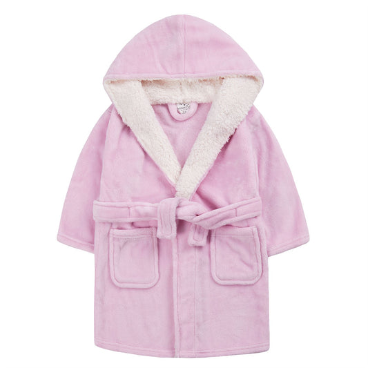 Minikidz Kids Sherpa Hooded Plush Fleece Robe - Pink