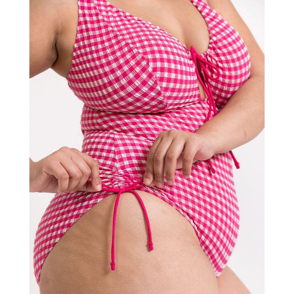 Curvy Kate Holiday Check Non Wired Swimsuit - Raspberry Pink