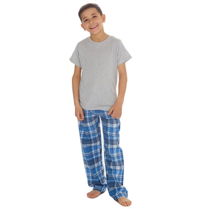 Cargo Bay Kids Top and Woven Check Bottoms - Grey Marl/Denim