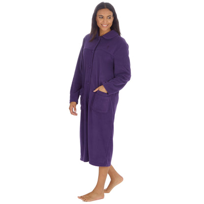 Countess Christie Longer Length Button Housecoat - Purple