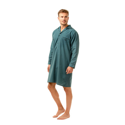 Haigman Mens Easy Care Long Sleeve Nightshirt - Teal