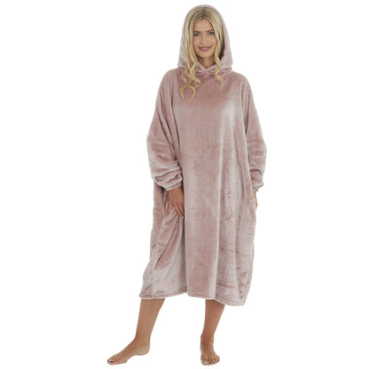 Forever Dreaming Womens Luxury Shimmer Fleece Hoodie - Champagne Pink