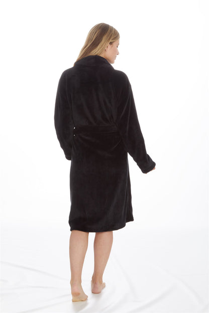 Forever Dreaming Womens Shawl Collar Fleece Robe - Black (2XL-5XL)