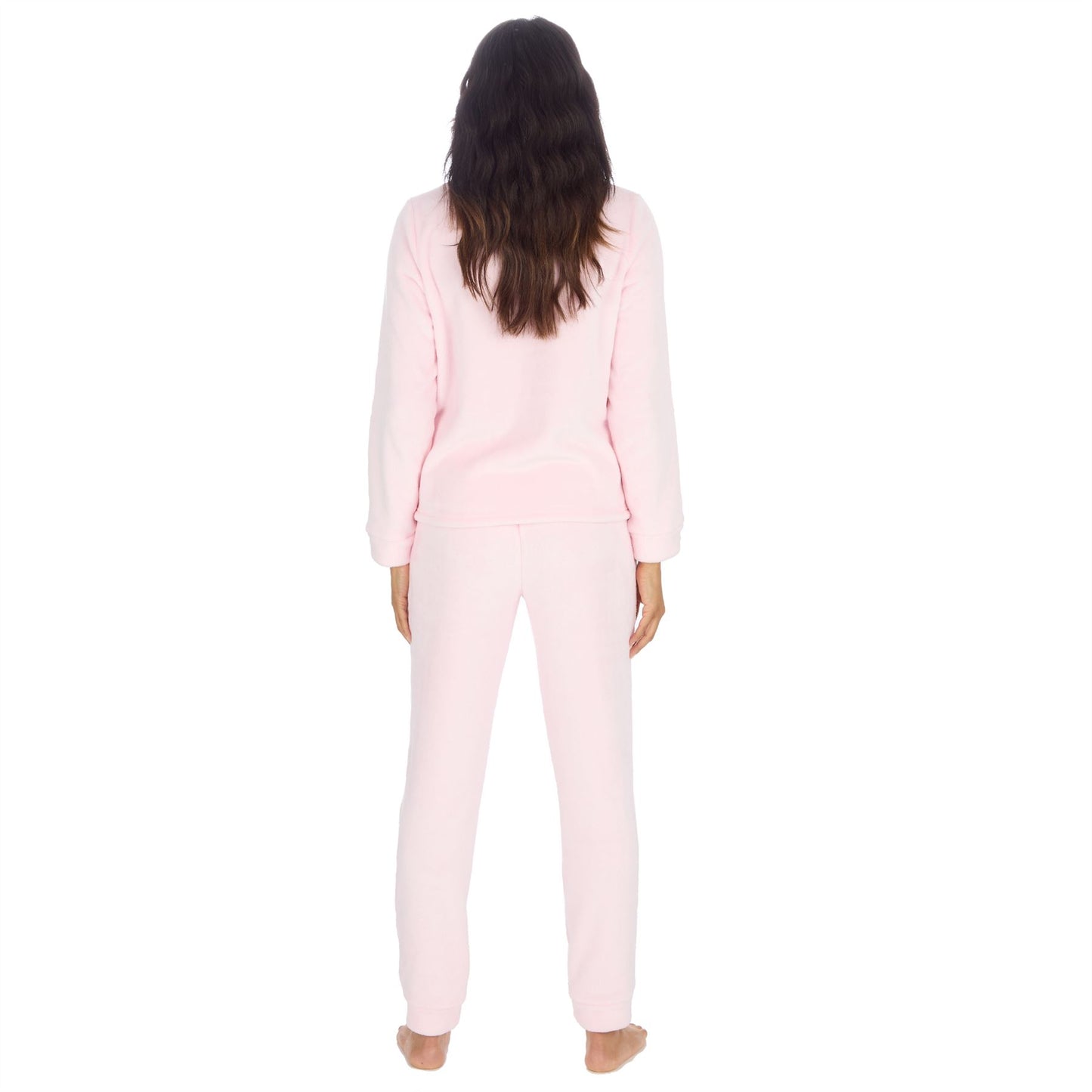 Forever Dreaming Womens Plush Fleece Pyjama Set - Baby Pink