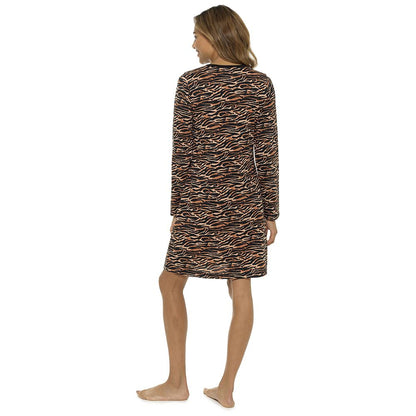Foxbury Womens Tiger Print Long Sleeve Nightdress