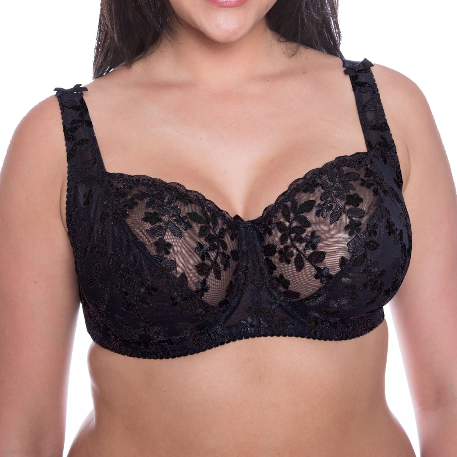 Gemm Full Cup Embroidered Bra - Black Gemm