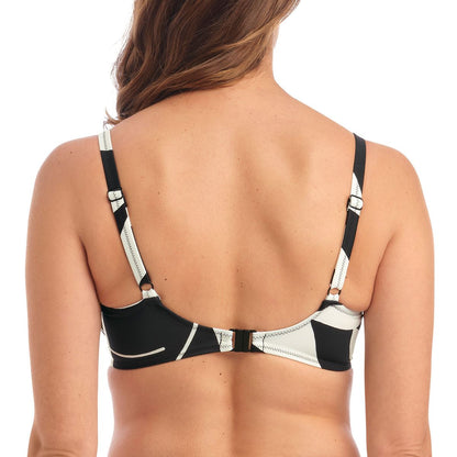 Fantasie Ile De Re Gathered Full Cup Bikini Top - Black/Cream