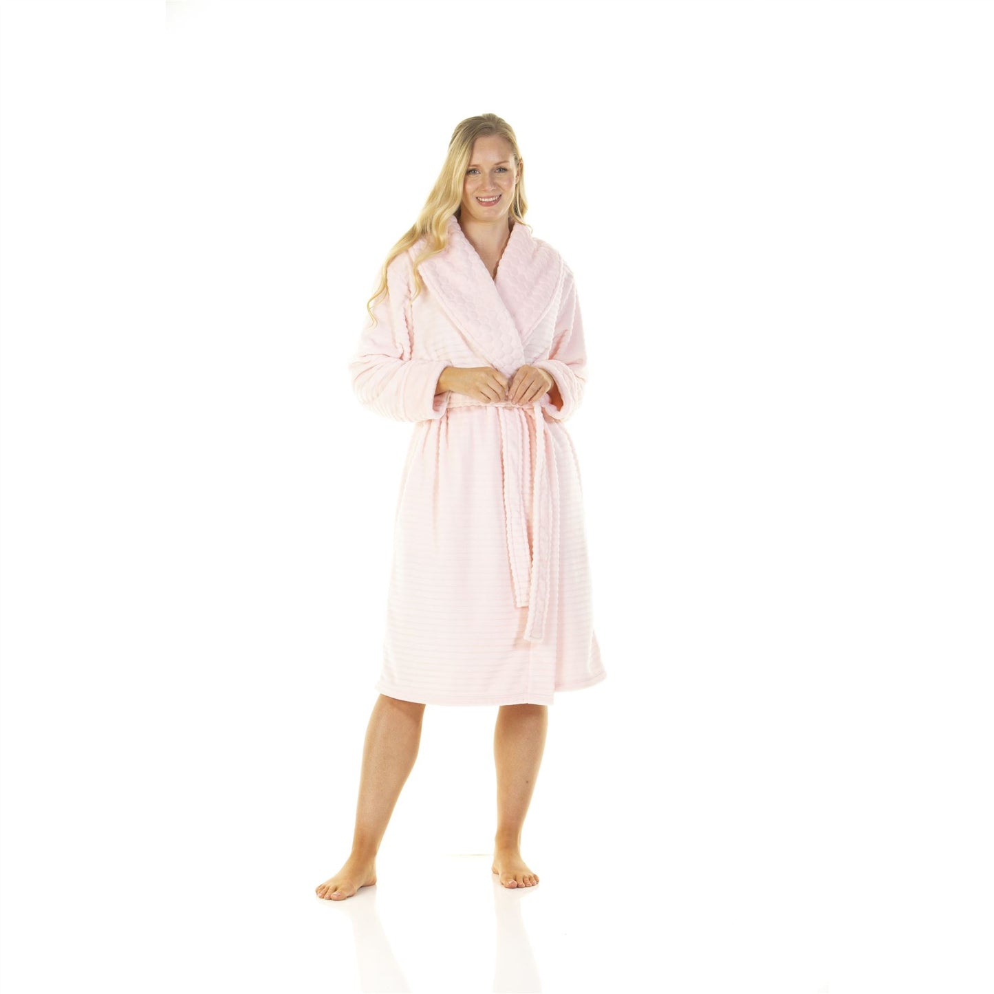 Wysteria Lane Womens Cut-Out Shawl Collar Fleece Robe - Pink