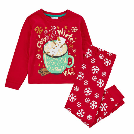 Minikidz Kids Christmas 'Cosy Winter Vibes' Pyjamas - Red