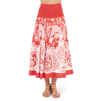 Pistachio Paisley Print Dress/Skirt - Red