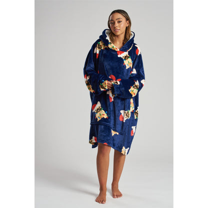 Loungeable Womens Christmas Frenchie Luxury Fleece Snuggle Hoodie