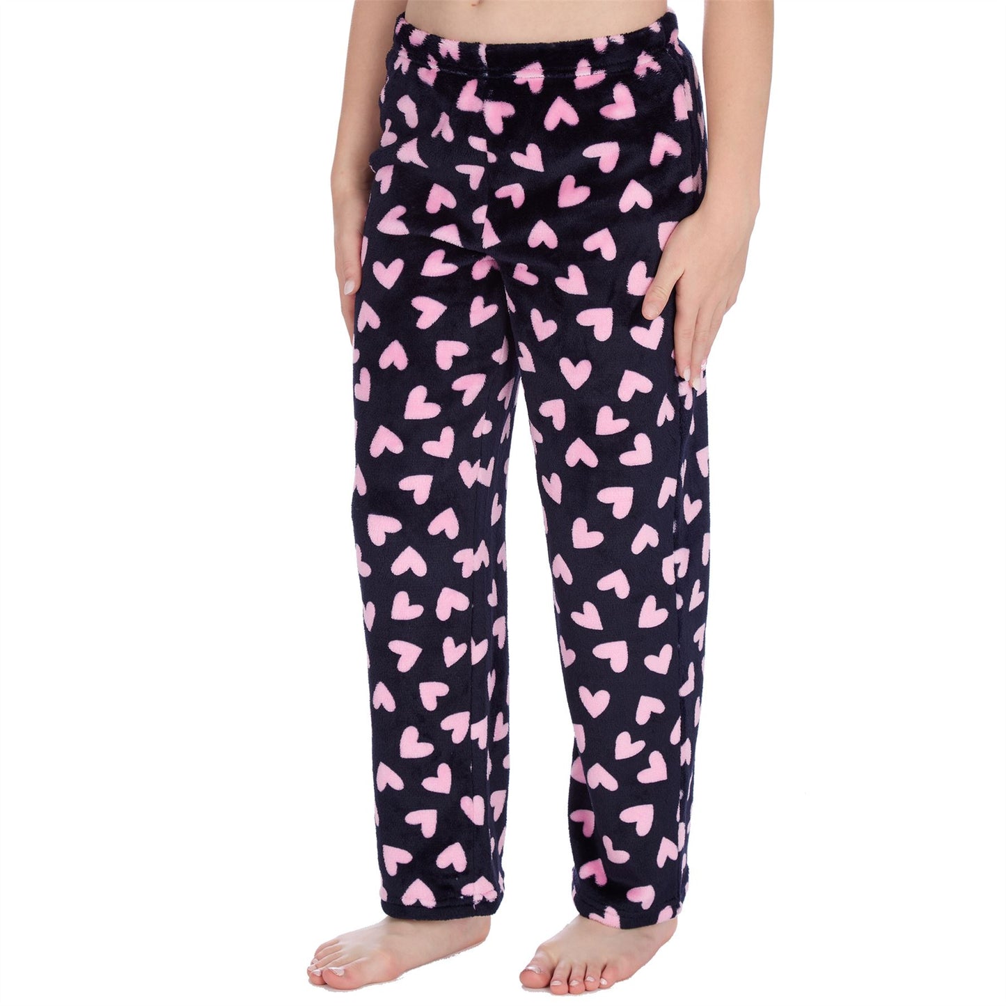 Forever Dreaming Girls Fleece Lounge Pants - Dark Navy Hearts
